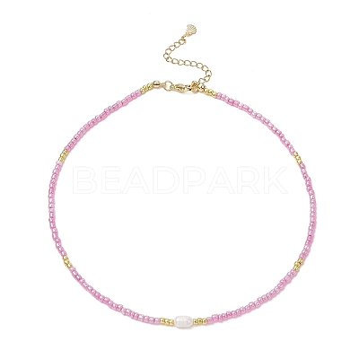 4Pcs 4 Colors Natural Cultured Freshwater Pearl & Glass Seed Beaded Necklaces NJEW-JN05234-1