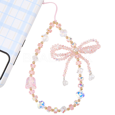 1Pc Bowknot Synthetic Quartz Bead Mobile Straps AJEW-BM0001-48A-1