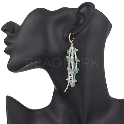 4 Pairs Natural Gemstone Dangle Earrings EJEW-MZ00594-1