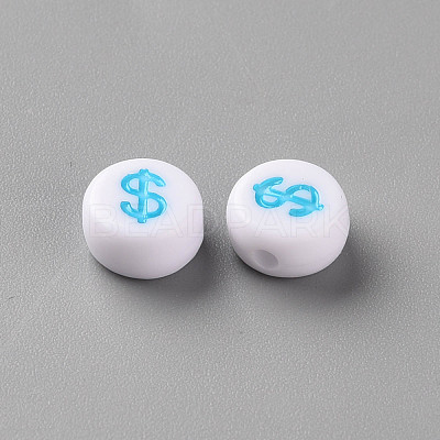 Craft Style White Mixed Color Acrylic Symbol Beads MACR-Q241-A002-1