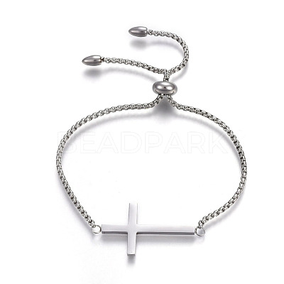 Tarnish Resistant Adjustable 304 Stainless Steel Slider Bracelets BJEW-O170-08P-1