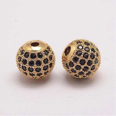 Brass Micro Pave Cubic Zirconia Beads ZIRC-E110-06G-1