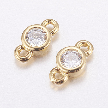 Brass Micro Pave Cubic Zirconia Links X-KK-F714-09G-1