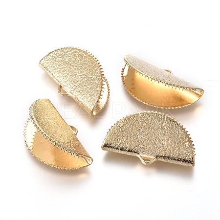 Brass Ribbon Crimp Ends KK-G380-02G-1