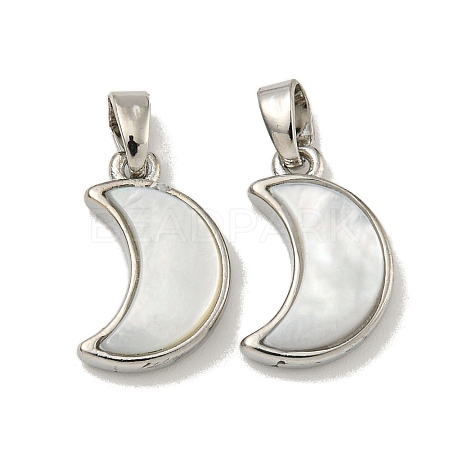 Rack Plating Brass Natural White Shell Pendants LS-KK-U025-06P-01-1