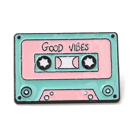 Cassette with Word Good Vibes Enamel Pins JEWB-I025-02C-1