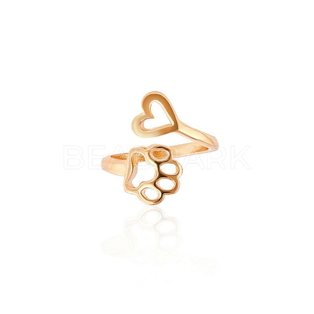 Heart & Paw Print Alloy Cuff Rings PW-WG0D924-01-1