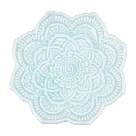 Mandala Flower Shape Porcelain Jewelry Plate DJEW-WH0043-41B-1