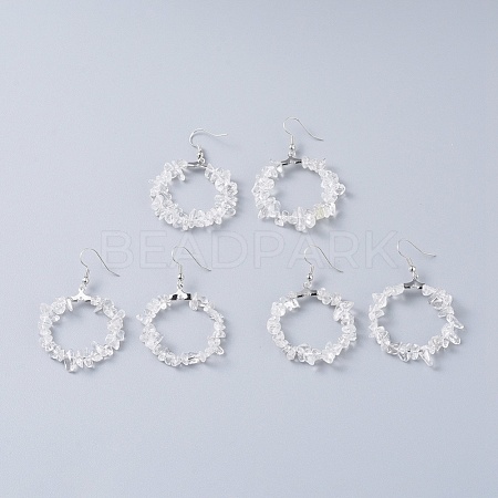 Natural Quartz Crystal Dangle Earrings EJEW-E255-D15-1