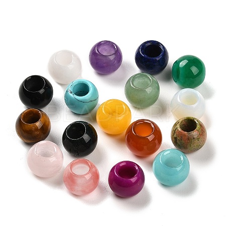 Natural & Synthetic Mixed Stone European Beads G-R488-01-1