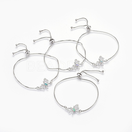 Adjustable Brass Micro Pave Cubic Zirconia Bolo Bracelets BJEW-F356-03-P-1