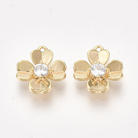 Brass Cubic Zirconia Charms X-KK-S350-289-1