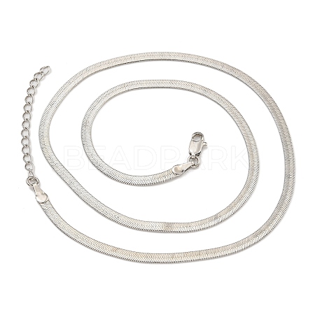 Brass Flat Snake Chain Necklaces for Women NJEW-U011-14P-1