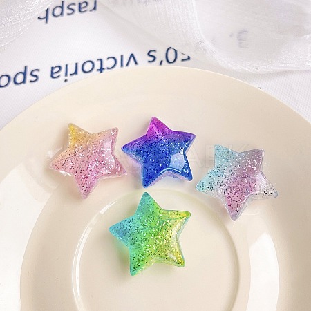 Gradient Color Transparrent Acrylic European Beads OACR-P024-03-1