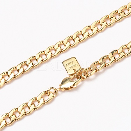 Men's Brass Cuban Link Chain Necklaces NJEW-H206-17G-1