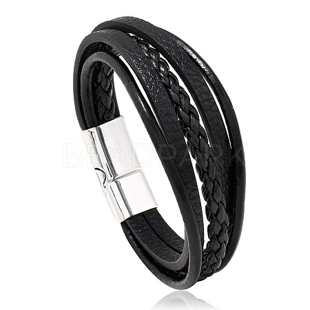 Retro Minimalist Leather Magnetic Clasp Bracelet for Men - Trendy European and American Style Jewelry ST1828936-1