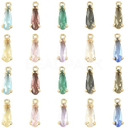 20Pcs 10 Colors Faceted Glass Charms GLAA-FS0002-64-1