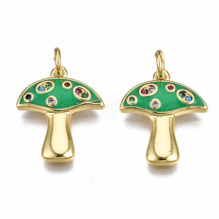 Autumn Theme Brass Micro Pave Cubic Zirconia Enamel Pendants ZIRC-Q200-023B-NF-1