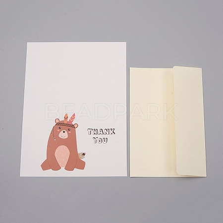 Envelope and Bear Pattern Thank You Cards Sets DIY-WH0161-22A-1