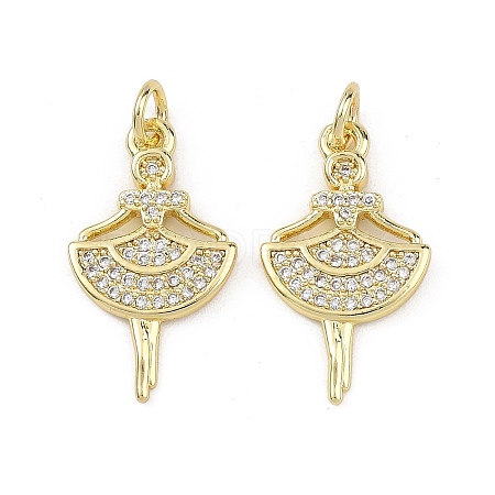 Brass Micro Pave Clear Cubic Zirconia Pendants KK-B177-06G-1