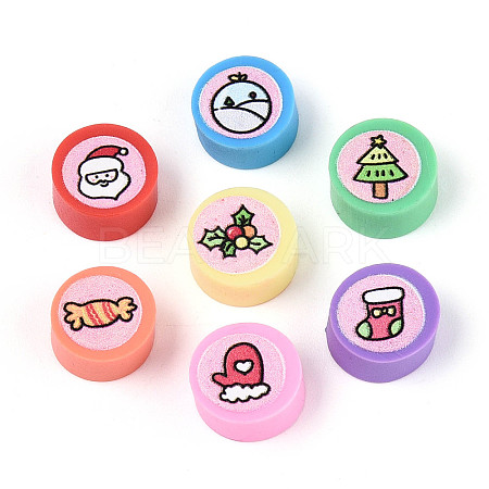 Printed Handmade Polymer Clay Beads CLAY-T022-12A-1