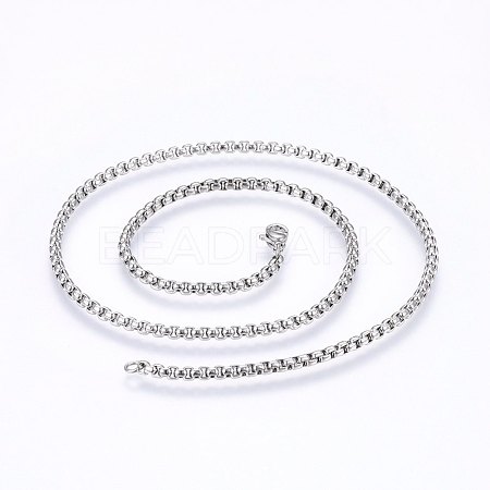 Non-Tarnish 304 Stainless Steel Box Chain Necklaces NJEW-F227-09P-09-1