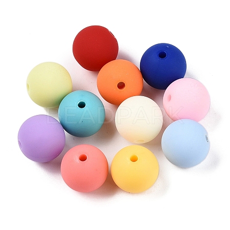 Rubberized Style Imitated Silicone Acrylic Beads MACR-T048-01B-07-1