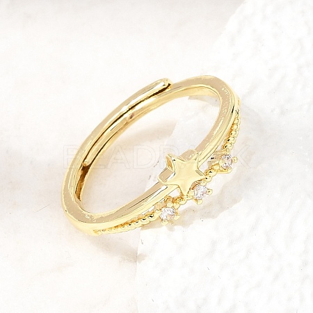 Brass Micro Pave Clear Cubic Zirconia Finger Rings for Women CU-CBAE7DF-12G-02-1