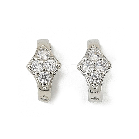 Brass Micro Pave Clear Cubic Zirconia Fold Over Clasps KK-C107-11P-1
