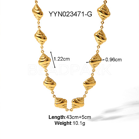316L Surgical Stainless Steel Seashell Heart Link Chain Necklaces for Elegant European Style BF6500-4-1
