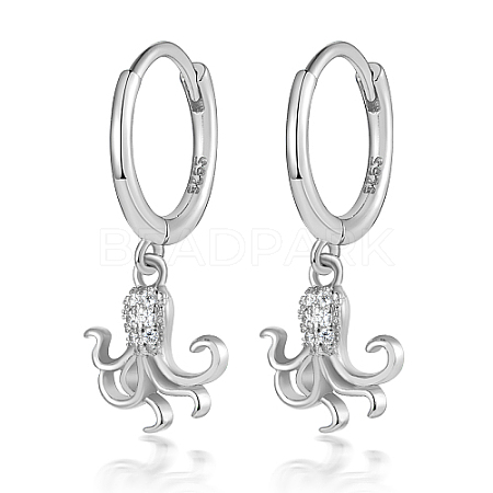 Rhodium Plated 925 Sterling Silver Hoop Earrings CS8207-2-1