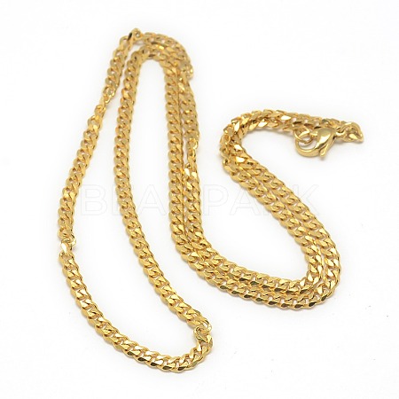 Trendy Men's 201 Stainless Steel Curb Chain Necklaces X-NJEW-L043A-42G-1