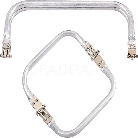2Pcs 2 Style Aluminium Purse Handle Frame FIND-CA0003-24A-1