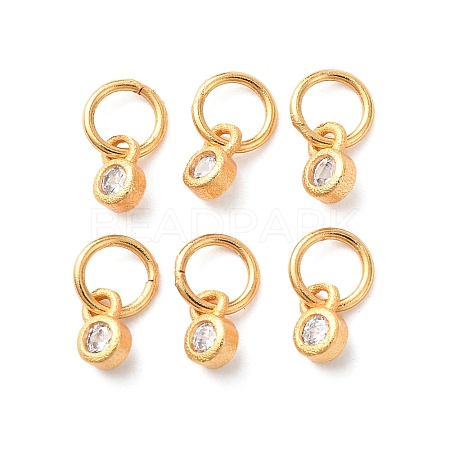 Brass Micro Pave Cubic Zirconia Charms KK-C157-35G-1