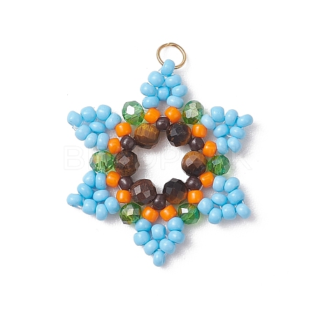 Glass Seed Beaded Pendants PALLOY-MZ01241-03-1