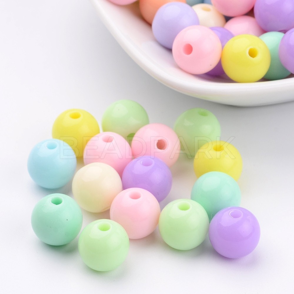 Solid Chunky Bubblegum Acrylic Ball Beads, Round, Mixed Color, 10mm ...