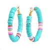 Basketball Wives Style Brass Heishi Beaded Hoop Earrings EJEW-JE04083-04-2