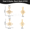 16Pcs 2 Styles Brass Micro Pave Cubic Zirconia Charms KK-UN0002-12-3