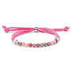 4MM Round Natural Rhodonite Beaded Faux Suede Cord Slider Bracelets for Women WG432D6-02-2