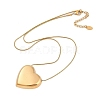 304 Stainless Steel Heart Pendant Round Snake Chain Necklaces for Women NJEW-B122-01G-01-4