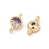 Brass Cubic Zirconia Flat Round Connector Charms KK-H204-02KCG-01-3