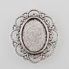 Tibetan Style Alloy Flower Tray Cabochon Settings X-TIBE-M021-07AS-1