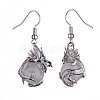 Natural Quartz Crystal Dragon Dangle Earrings EJEW-A092-06P-03-2