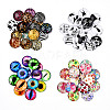 Mixed Pattern Half Round/Dome Printed Glass Cabochons GLAA-T029-16D-2