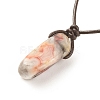 Natural Agate Nugget Pendant Necklace with Cowhide Leather Cord NJEW-JN03882-04-5
