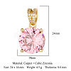 Brass Micro Pave Pink Cubic Zirconia Pendants ZIRC-OY001-07G-02-2