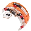 5Pcs 5 Style Dyed Synthetic Turquoise Skull & Polymer Clay Heishi & Glass Beaded Stretch Bracelets Set BJEW-JB09430-4