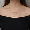 Stainless Steel Pave Clear Cubic Zirconia Star Pendant Double Layer Necklaces for Women's Daily Wear HB1579-2-3