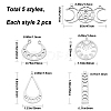 10Pcs 5 Style 201 Stainless Steel Laser Cut Pendants STAS-CN0001-23P-2