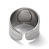Non-Tarnish 304 Stainless Steel Open Cuff Ring Components STAS-M323-61P-3